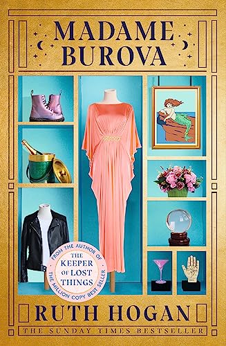 Book cover for "Madame Burova" featuring clothing and mystical objects.