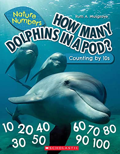 Three dolphins swim underwater with the book title and numbers 10 through 100 displayed.