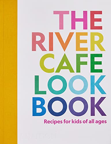 Cookbook cover with colorful, stacked text: "The River Cafe Look Book.