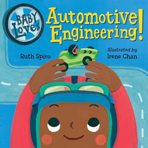 Board book cover with cartoon child wearing goggles and a race car.
