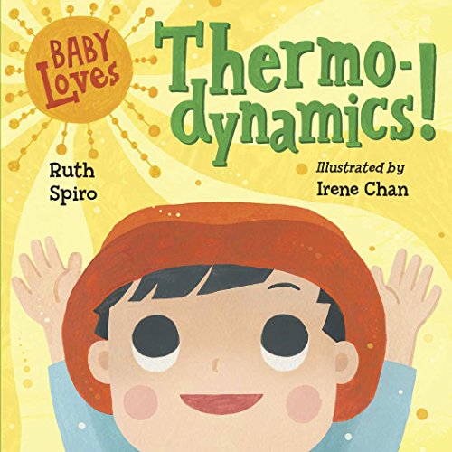 Book cover with illustrated baby, sunburst, and text “Baby Loves Thermodynamics!”