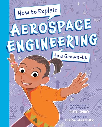Book cover with a girl explaining aerospace engineering, illustrated style.