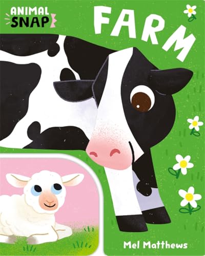 “Animal Snap: Farm” book cover with a cow and a lamb illustration.
