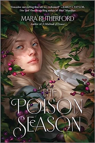 Book cover showing a woman with long hair surrounded by green leaves and berries.