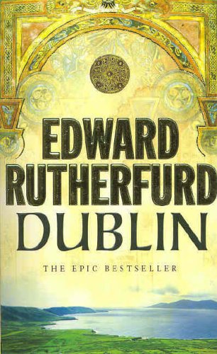Book cover for “Dublin” by Edward Rutherford, ornate design, coastal scene.