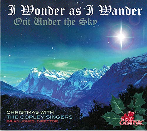 CD cover: snowy mountains under a starry night sky, holly sprig.