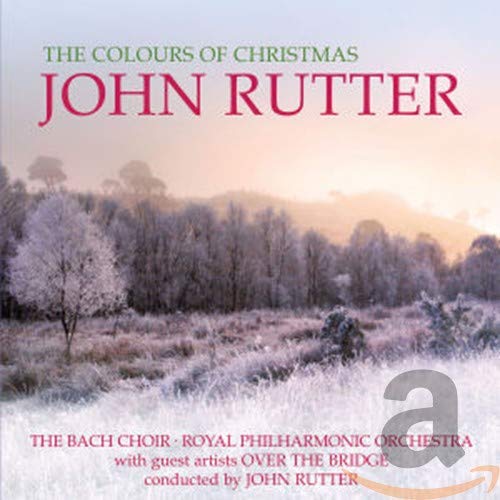 CD cover for John Rutter's The Colours of Christmas featuring a frosty winter landscape.