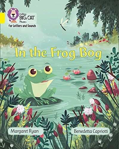 Book cover with a green frog in a lush, watery bog setting.