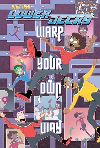 Cartoon cover of "Star Trek: Lower Decks" characters in dynamic poses.