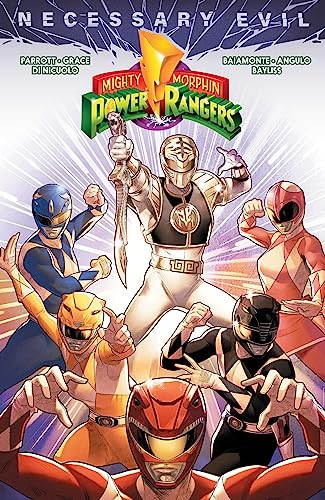 Comic book cover featuring the Mighty Morphin Power Rangers in costume.