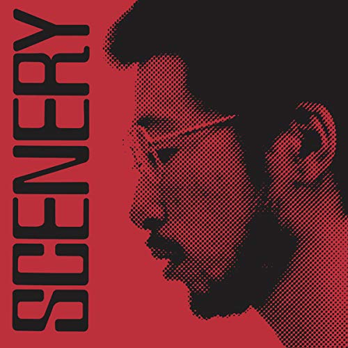 A halftone profile portrait of Ryo Fukui with the word SCENERY in black text.