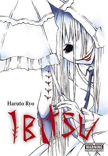Pale girl with long hair holding an umbrella, manga cover.
