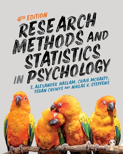 Book cover: "Research Methods and Statistics in Psychology" with parrots.