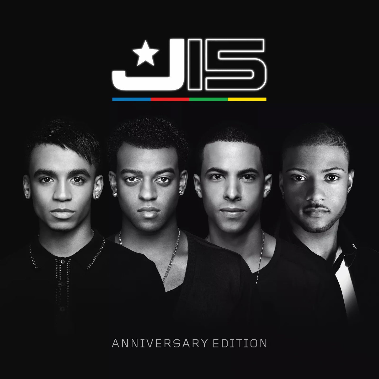 CD case for JLS’s “J15” anniversary album, featuring band imagery.