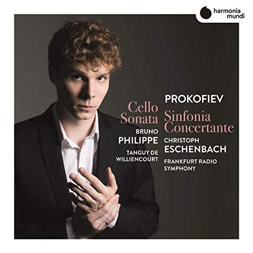 CD cover featuring cellist Bruno Philippe, text "Prokofiev Sinfonia Concertante.