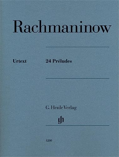 Blue sheet music cover for Rachmaninoff’s 24 Préludes, Urtext edition.