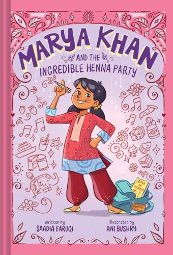 Book cover featuring a young girl with henna, surrounded by colorful doodles.