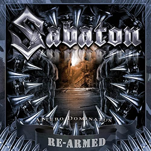 Album cover featuring the Sabaton logo, spiked border, and a war-torn city scene.