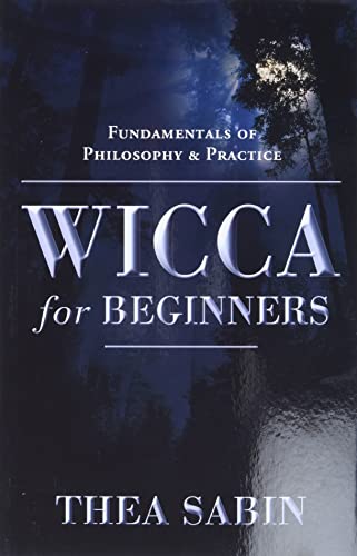 Book cover for "Wicca for Beginners" with silver text and forest background.