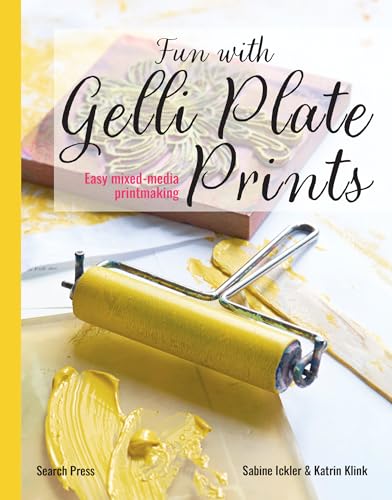 Book cover featuring a yellow brayer, paint, and a printing plate on white background.