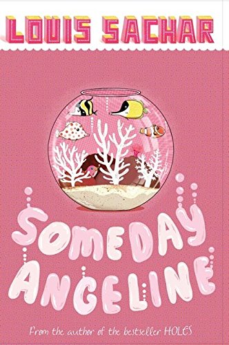 Book cover: "Someday Angeline" with a fishbowl illustration.
