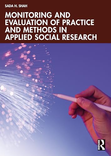 Book cover: "Monitoring and Evaluation of Practice" with hand and fiber optics.