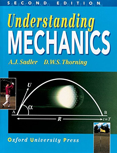 Blue textbook cover with title "Understanding Mechanics" and physics diagrams.
