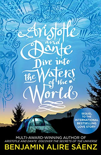 Book cover featuring a blue sky with white doodles, a tent, and silhouettes.