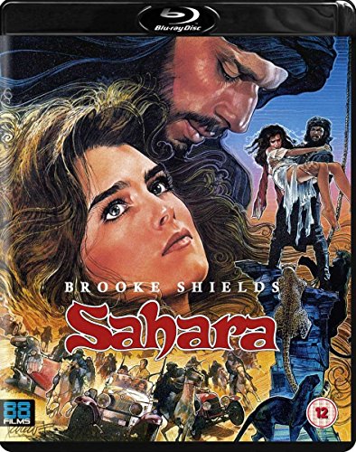 Blu-ray cover for the film Sahara, featuring Brooke Shields and a desert scene.