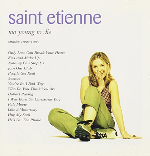 CD case for Saint Etienne’s singles compilation, 1990-1995, with colorful artwork.