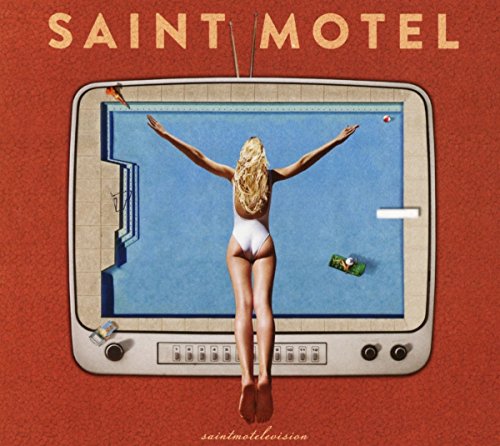 Album cover: woman diving into a pool reflected in a vintage television.