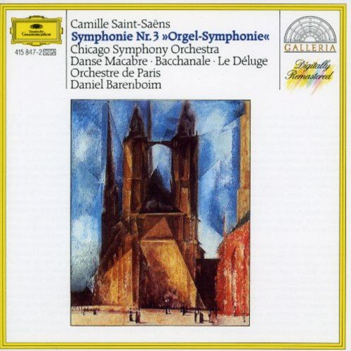 CD cover for Saint-Saëns’ Organ Symphony featuring a cathedral painting.