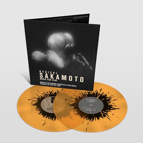 Ryuichi Sakamoto Music for Film vinyl record set with amber and black splatter discs.
