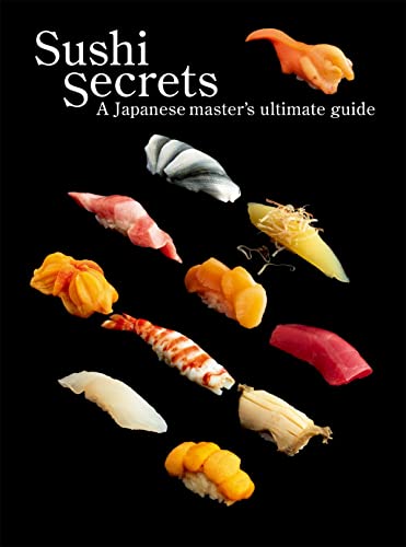 Book cover featuring various pieces of colorful sushi against black.