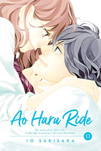 A young man and woman embrace closely on the cover of Ao Haru Ride 13.