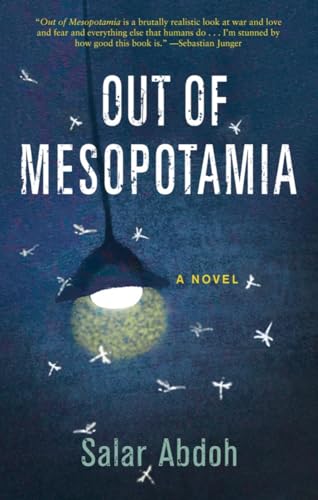 Book cover: "Out of Mesopotamia" by Salar Abdoh, with a lamp and birds.