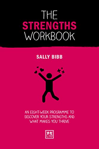 Book cover: "The Strengths Workbook" with a silhouette of a person celebrating.