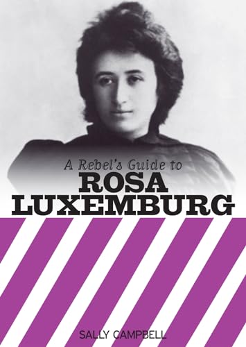 Book cover featuring a portrait of Rosa Luxemburg and purple stripes.