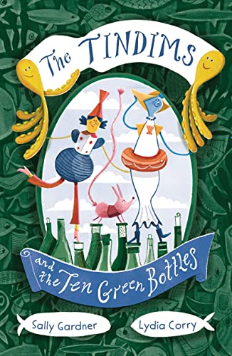 Book cover with colorful illustrations of whimsical characters and green bottles.