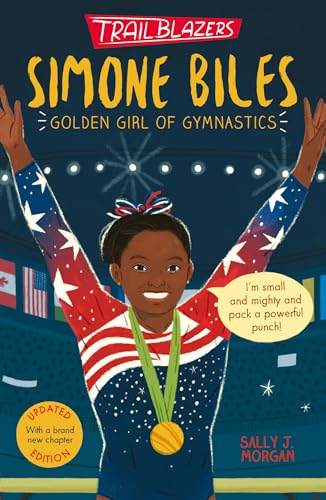 Book cover featuring illustrated gymnast Simone Biles with arms raised.