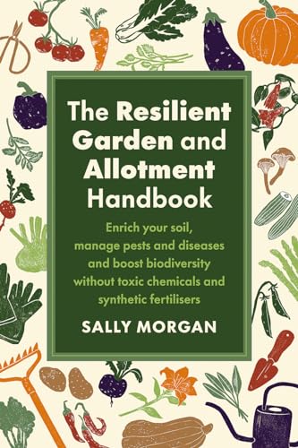 Book cover with illustrations of vegetables, gardening tools, and text.