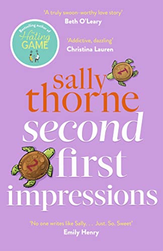 Book cover for “Second First Impressions” with turtles and pink accents.