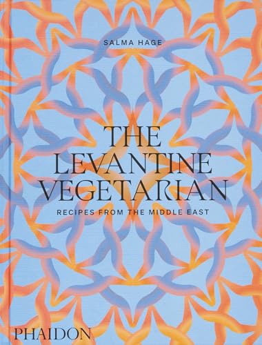 The cover of The Levantine Vegetarian cookbook features an orange and blue geometric pattern.