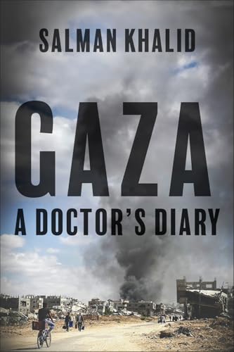 Book cover showing a person on a bicycle amidst a war-torn landscape with smoke.