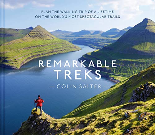 Book cover with a mountain landscape and a hiker overlooking a fjord.