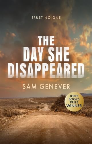 Book cover with title "The Day She Disappeared" over a desert landscape.