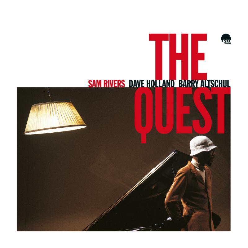 Album cover for Sam Rivers’ “The Quest” featuring a man with a piano.