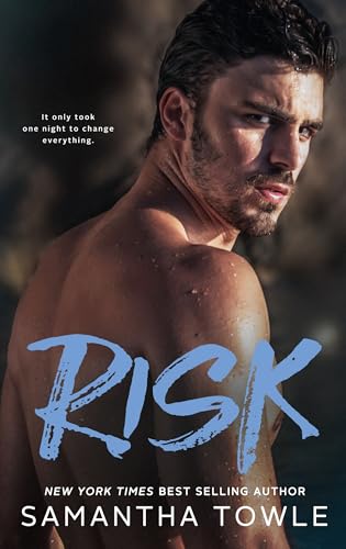 Book cover: shirtless man with the title "Risk" in blue text.