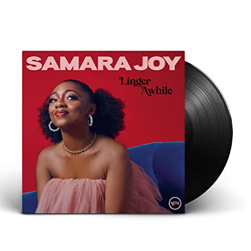 Samara Joy’s “Linger Awhile” vinyl record with portrait of the artist.