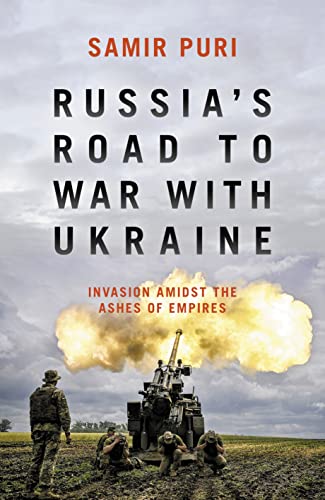 Book cover: “Russia’s Road to War with Ukraine” with artillery firing.